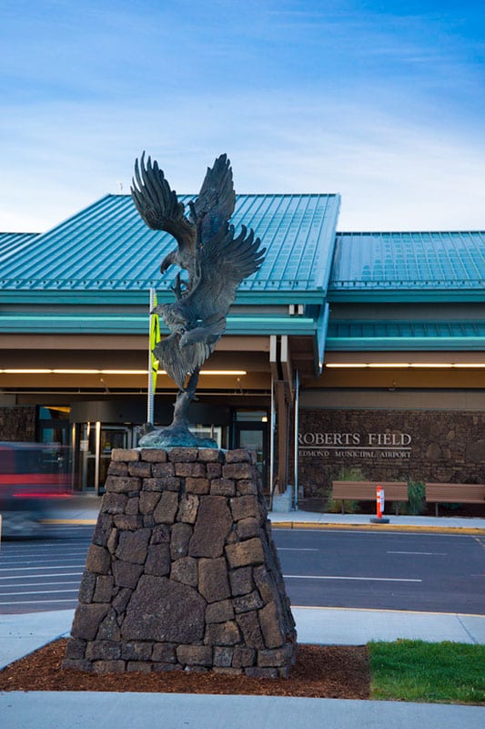 Eagle Statue in front of Roberts Field Redmond Municipal Airport